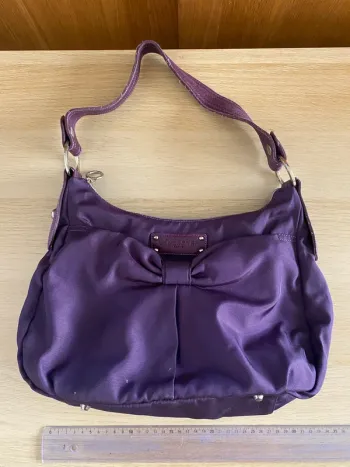 Sac à main violet petit noeud Lancaster tissu Paris prune
