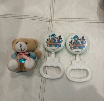 Lot jouet bébé 2 hochets Mickey et 1 petite peluche