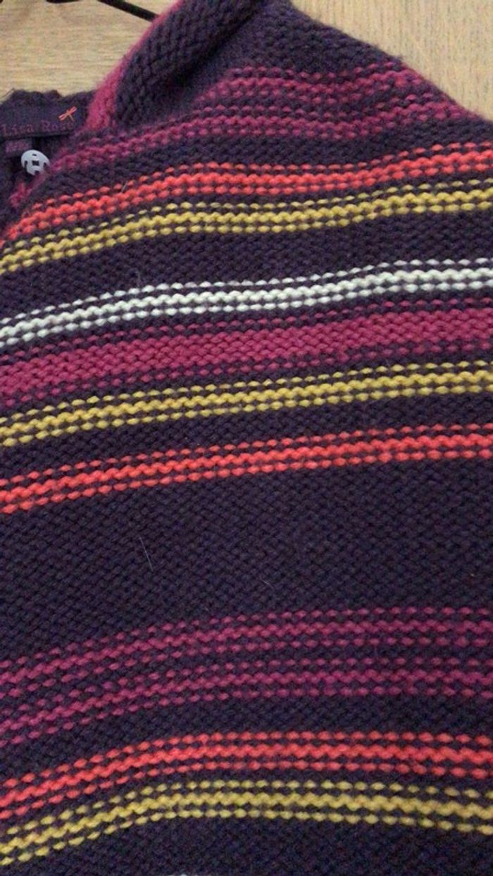 Veste châle en laine à capuche 6 ans - photo numéro 2