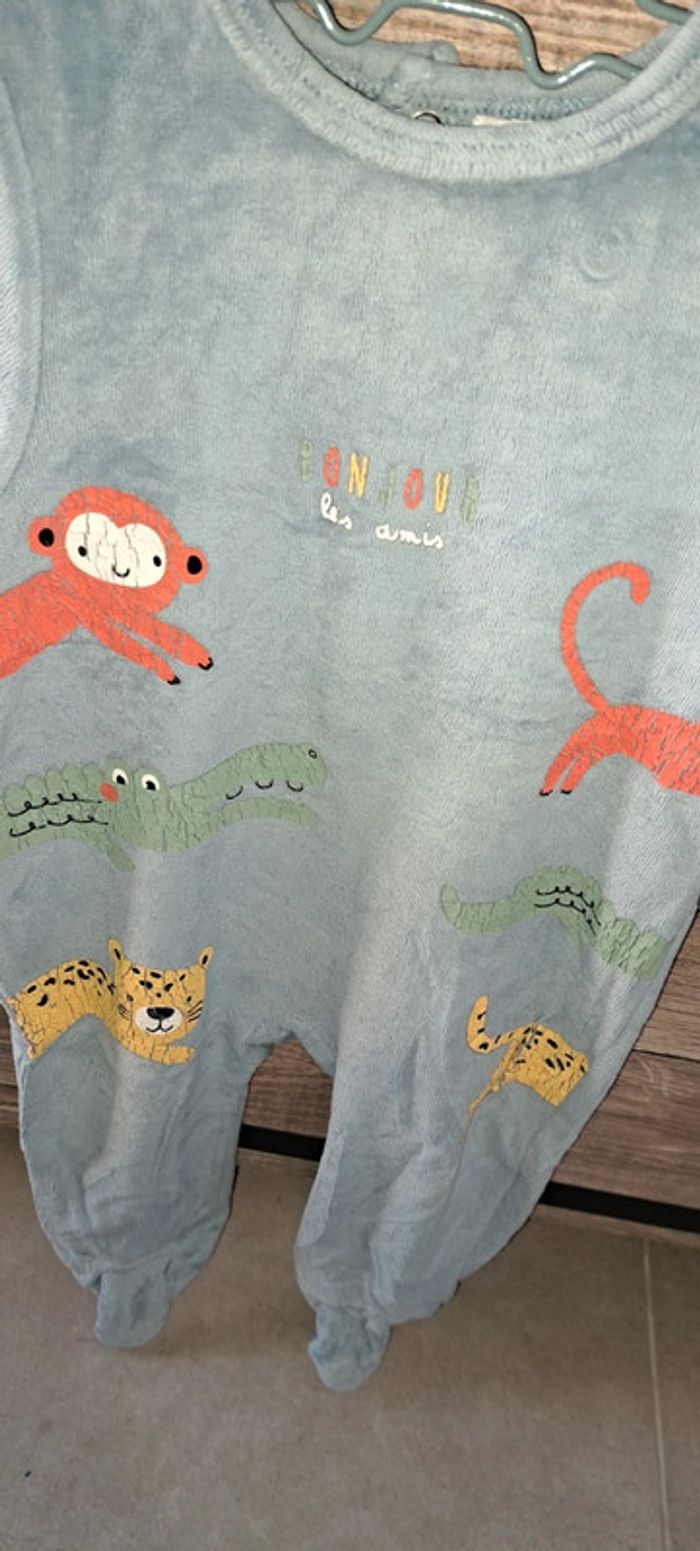 Pyjama velours bleu Mots d'enfants en 6 mois - photo numéro 2