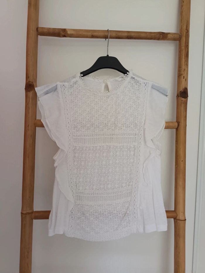 Joli haut dentelle blanc Mango taille S