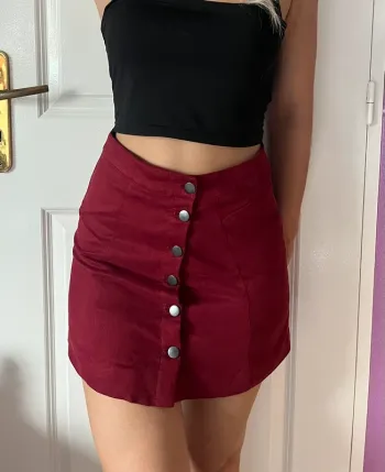 Jupe rouge bordeaux style daim H&M
