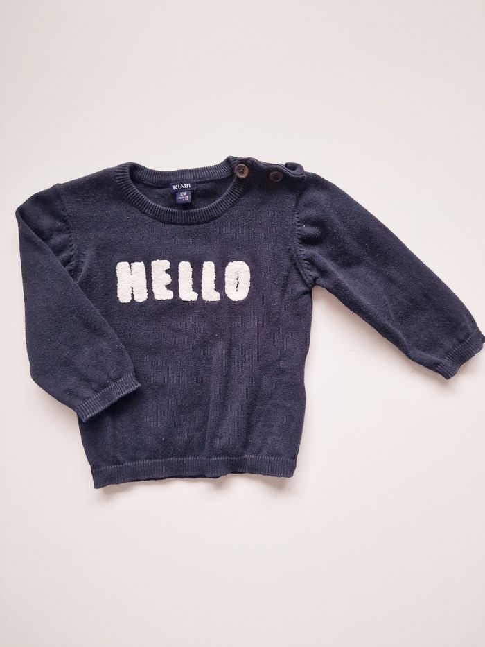 Kiabi - Pull manches longues, col rond - "Hello" (12 mois)