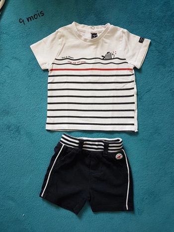 Ensemble t shirt short 9 mois Terre de marins