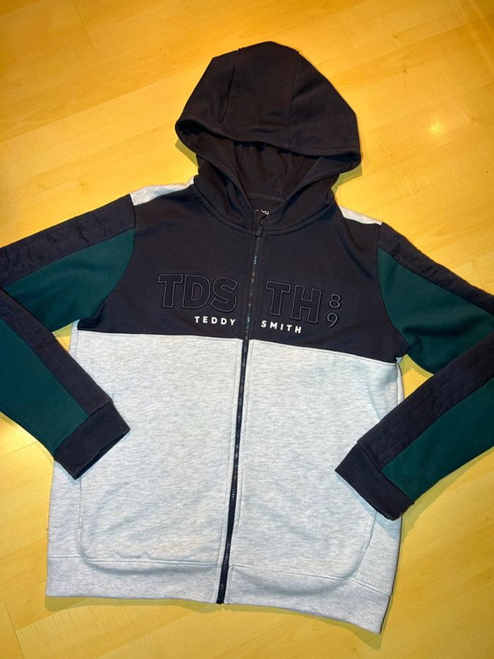 Sweat à capuche zip Teddy Smith noir gris vert - photo numéro 2