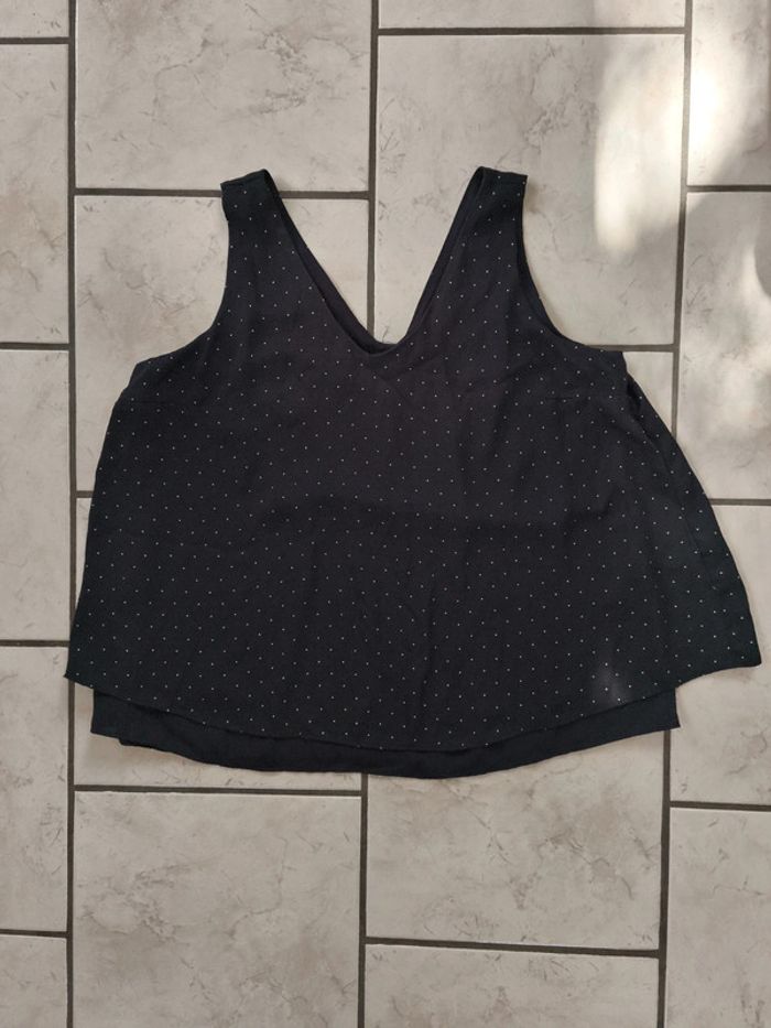 Débardeur noir à points blancs taille L