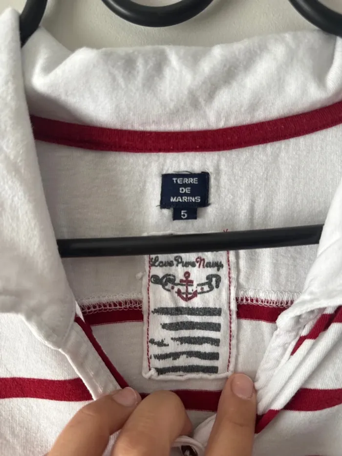 👚T- shirt femme - terre de Marins- blanc et rouge- très bon état - taille 5 - photo numéro 3