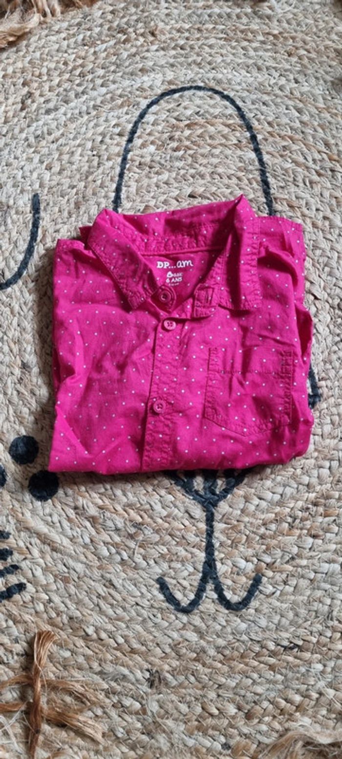Chemise rose pois