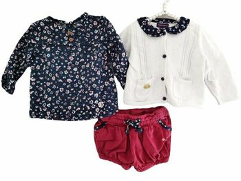 6 mois bébé fille ensemble sergent major blouse gilet et short