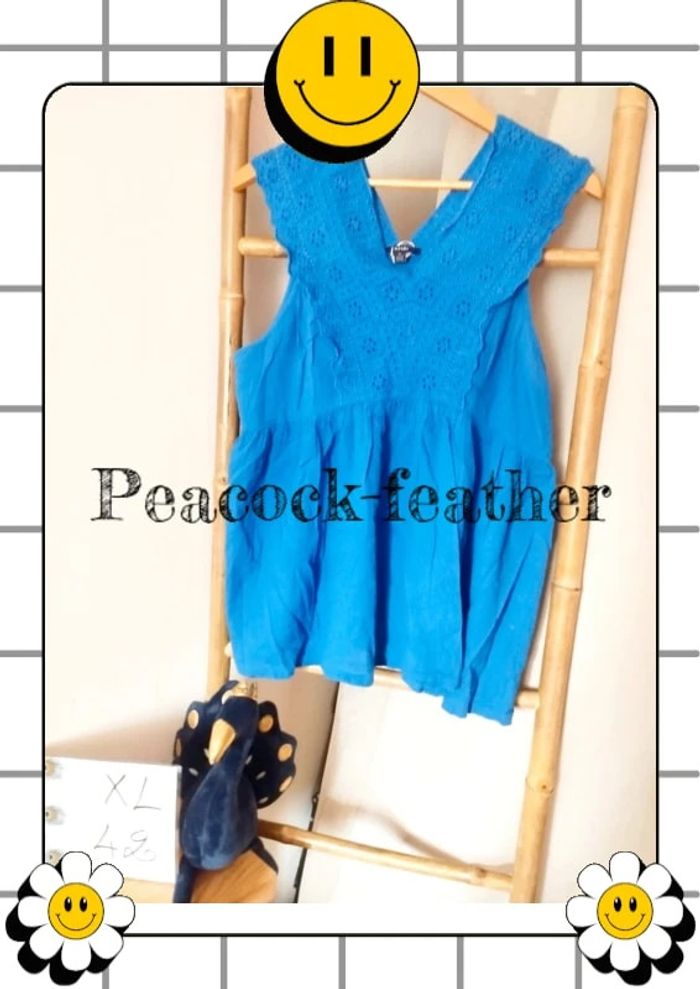 Débardeur bleu xl broderie anglaise kiabi