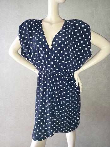 robe bleu marine à pois blanc H&M taille 44