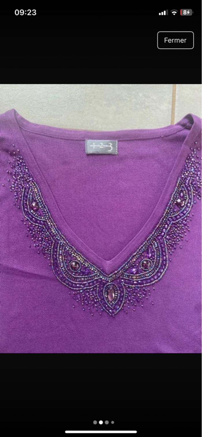 Haut violet a strass - photo numéro 2