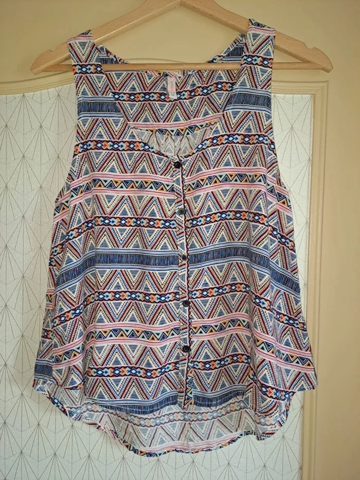 Tunique sans manche Fb Sister M multicolore tbe étiquette compo coupée