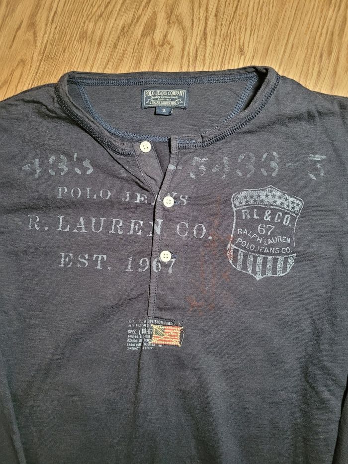 Tee-shirt Manches Longues Vintage Bleu Marine Ralph Lauren - photo numéro 3
