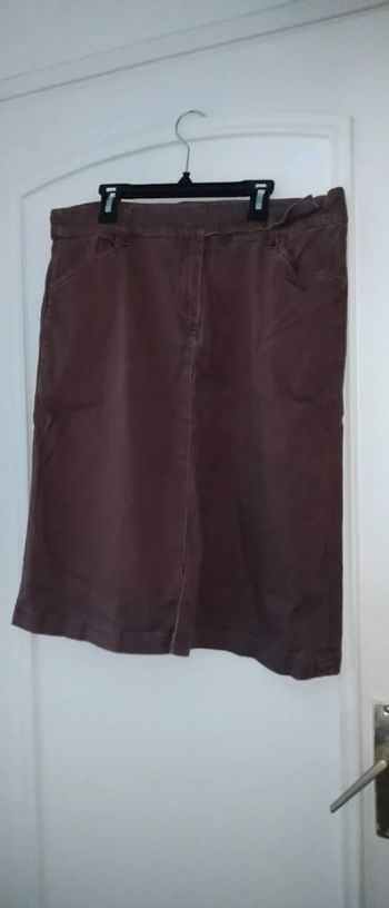 Jupe mi longue avec fentes vintage marron femme 44 kiabi