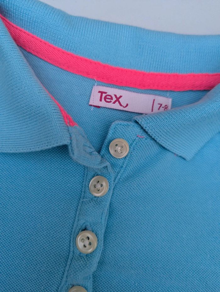 Polo bleu turquoise et fuschia taille 7-8 ans - photo numéro 2