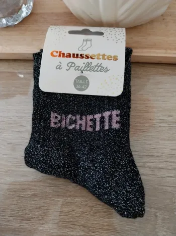 Chaussettes à paillettes Noir et Fushia