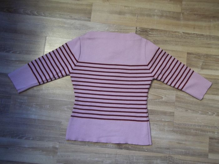 Pull(2) col bateau vieux rose rayé - photo numéro 3