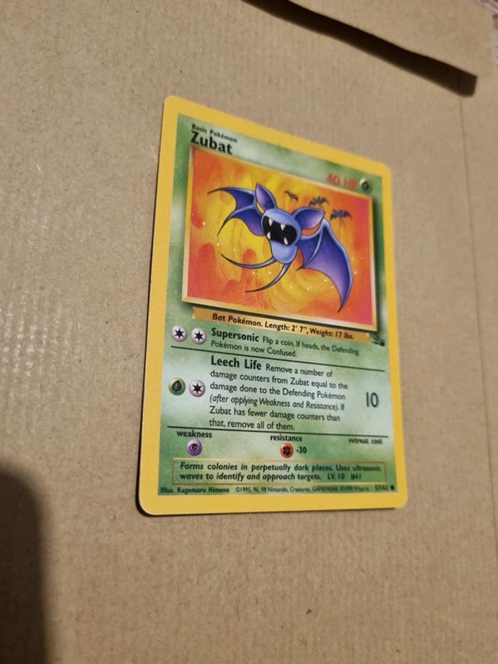 Carte pokémon zubat 57/62 année 1999 Nintendo anglais - photo numéro 2
