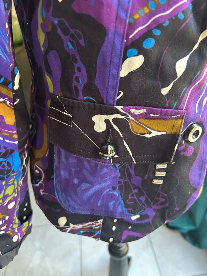 Veste blazer coloré - violet en coton taille 36 - style desigual - photo numéro 4