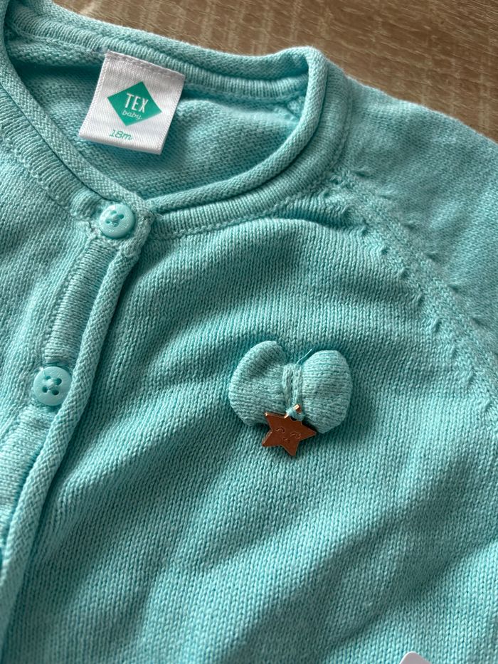 Gilet bleu turquoise TEX t.18m - photo numéro 2