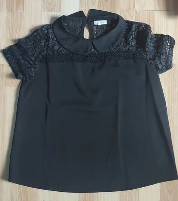 Chemisier noir dentelle col Claudine Noémie & Co M