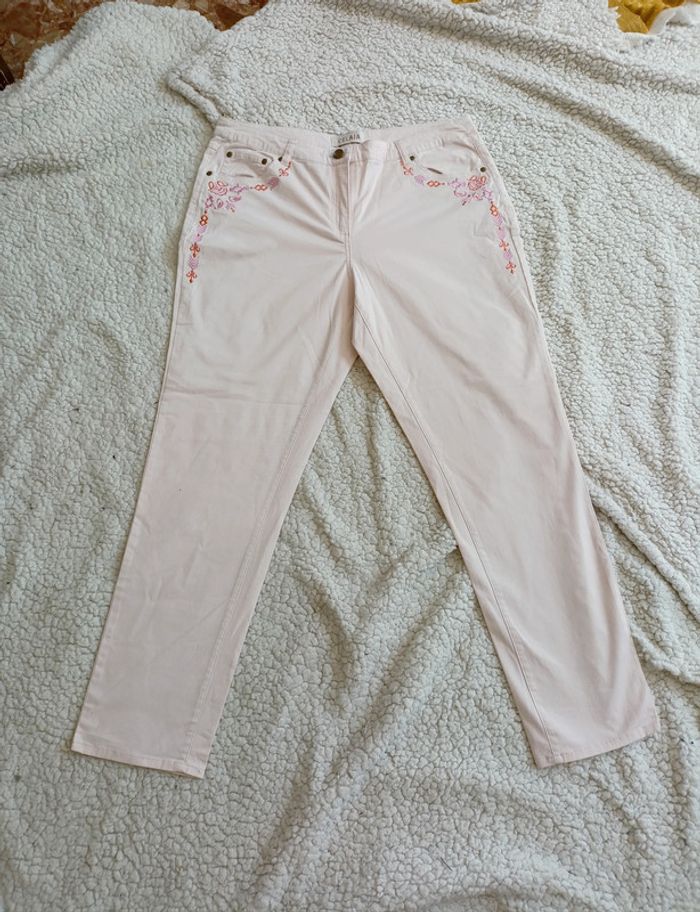 Pantalon rose clair brodé – Celaïa vintage cute kawai broderie