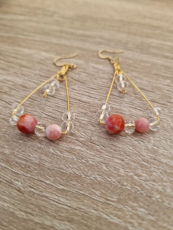 Boucles D'oreilles Cornaline Cristal Acier - photo numéro 10