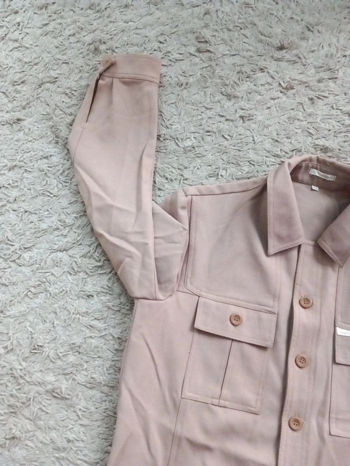 🚪veste surchemise polyester T42 beige - photo numéro 4
