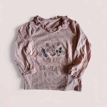 🩷 Tee-shirt à manches longues pour fille, taille 12-18 mois.