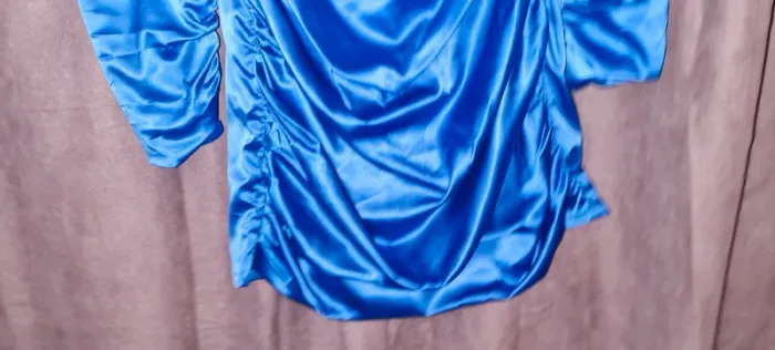 Robe satin bleu indigo - photo numéro 3