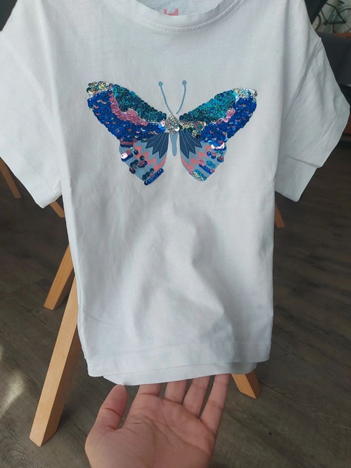 Tee-shirt manches courtes sequins papillon magiques 5 ans - photo numéro 7