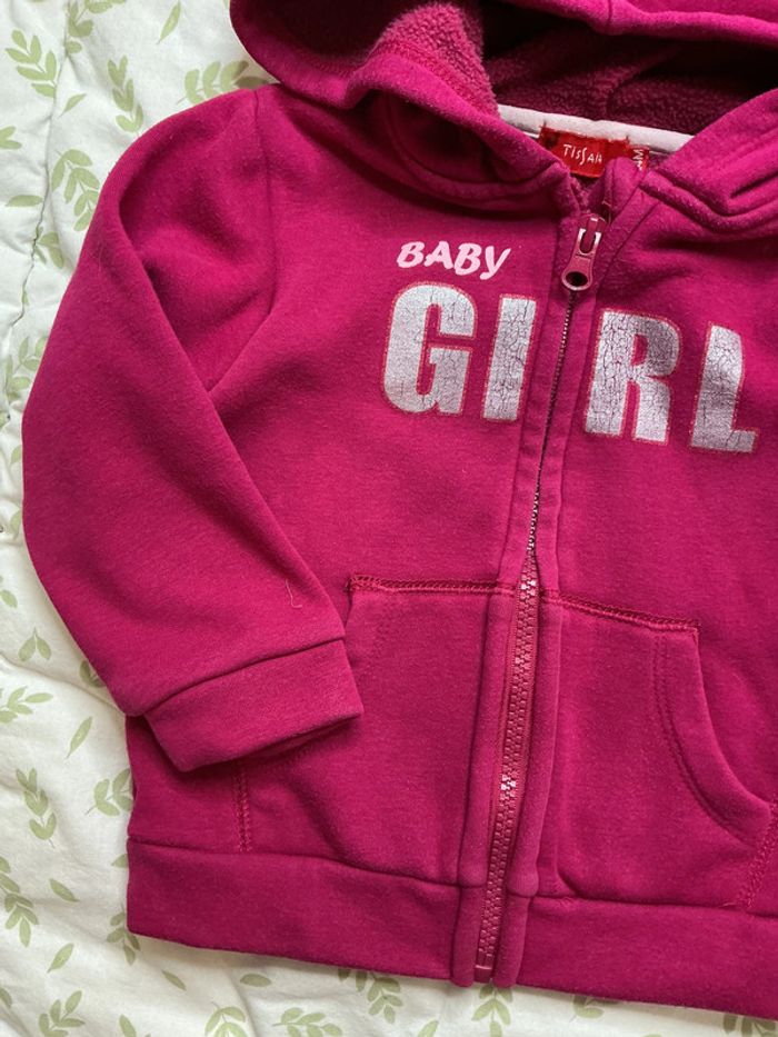 gilet zippé à capuche rose foncé 24 mois tissaia - photo numéro 6