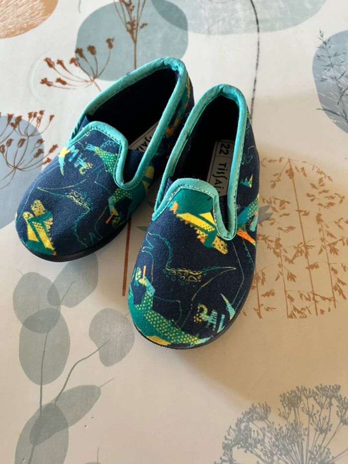 Chausson enfants, garçon, taille 22, dinosaure, souple, marche, Tissaia