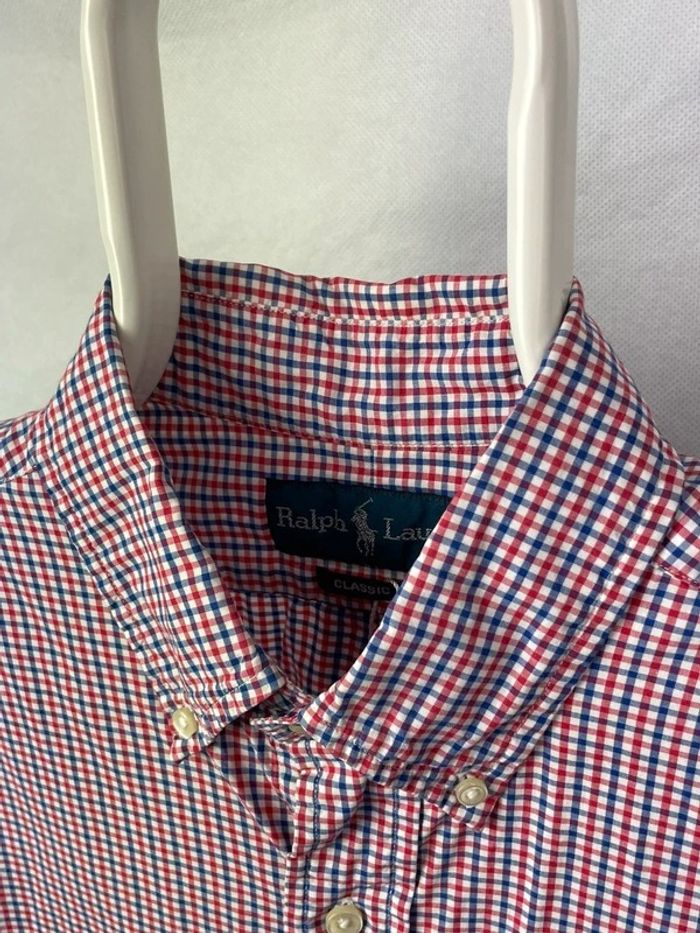 Chemise Ralph Lauren Rouge Blue Logo Bordee Classic Fit L - photo numéro 3
