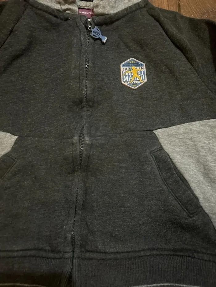 Gilet zippé à capuche garcon gris anthracite sergent major 3 ans - photo numéro 2