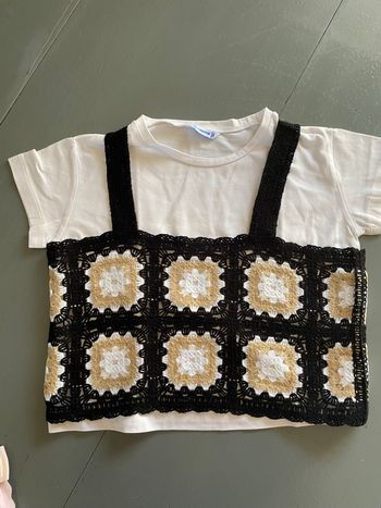 TEE shirt 2 en 1 top crochet 12 ans Mayoral 