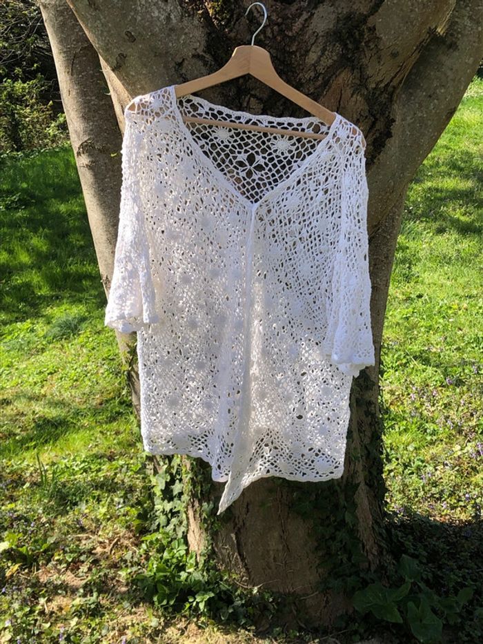Gilet crocheté blanc