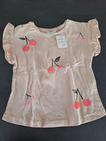 t-shirt zara cerise 3-4 ans