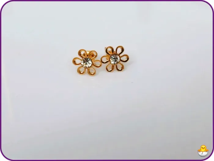 Boucles d’oreilles puces fleurs ajourées avec strass - photo numéro 2