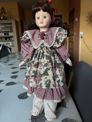 Poupée de collection porcelaine 40cm - Style Romantique & Floral
