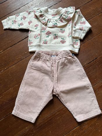 Ensemble Petit Bateau pantalon pull fleurs 6 mois