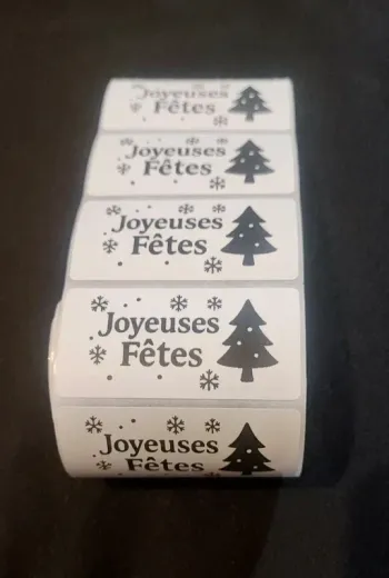 Lot de 50 autocollants “Joyeuses Fêtes” stickers Noël pour emballages et colis