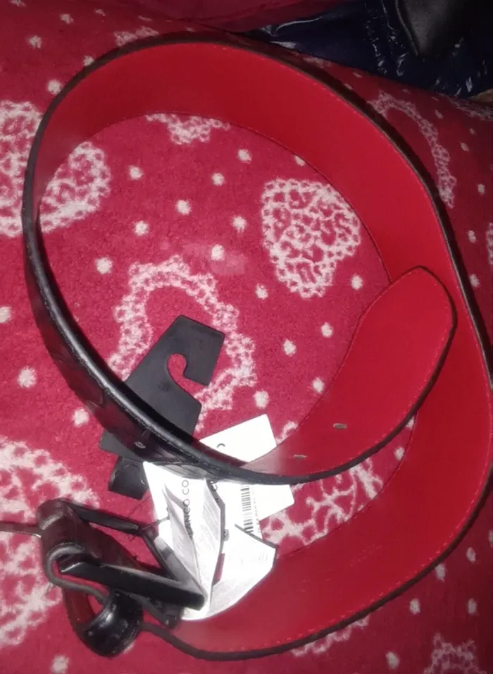 Ceinture cuir rouge/noire Blanco - photo numéro 6