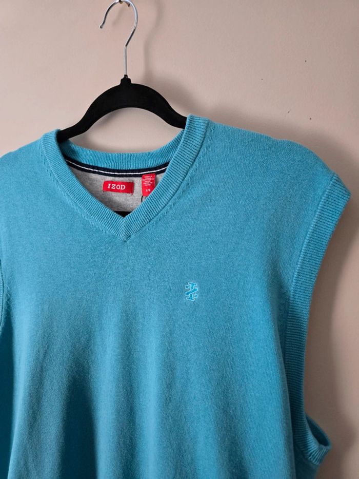 Pull chandail sans manche Izod turquoise taille L – Élégant et confortable - photo numéro 2