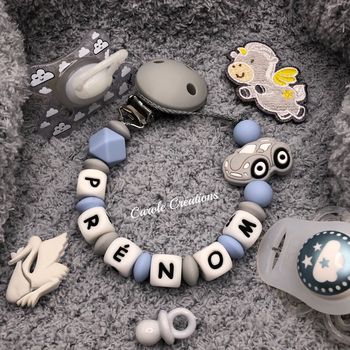 Attache tétine voiture en silicone PERSONNALISABLE 