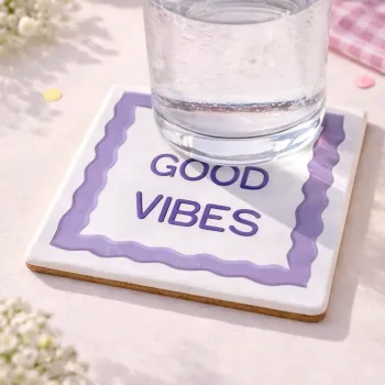 Plaque décorative Good vibes en dolomites 10cm*10cm