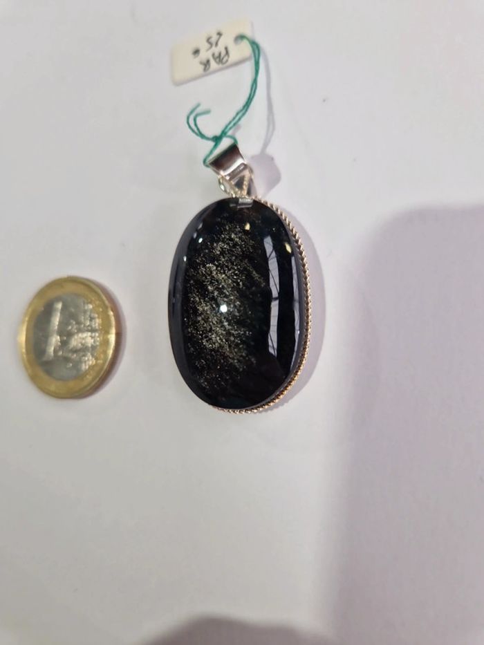 Pendentif obsidienne argentée Mexique - photo numéro 4