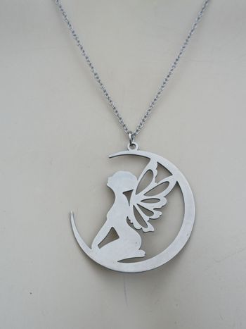 Collier en acier inoxydable argenté fée