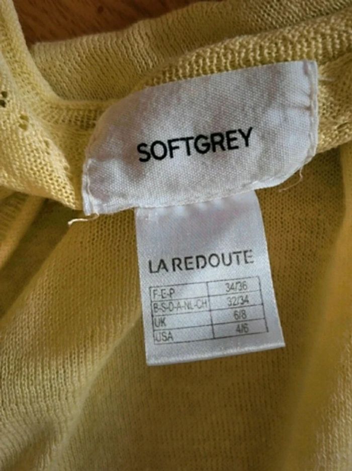 Pull léger en lin jaune vert anis La Redoute S 36 - photo numéro 7